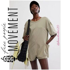 FP MOVEMENT BY FREE PEOPLE Hot Shot Tee Romper Sage Stone Medium NWT FP-370